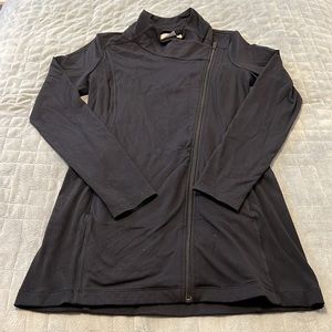 Athleta Black Jacket, Mid-Length, Asymmetrical Zipper, Zippered Pockets, Size S
